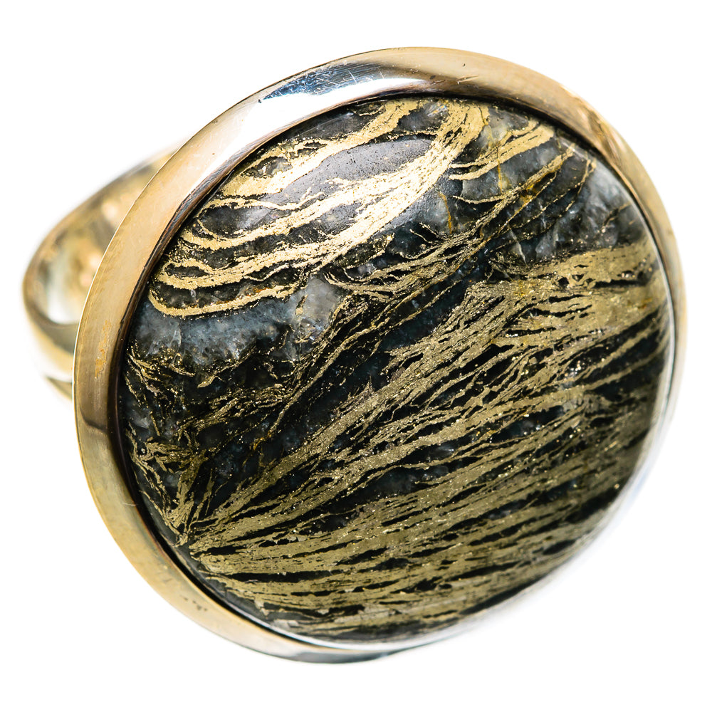 Pyrite Agate Rings handcrafted by Ana Silver Co - RING106421 - Photo 2