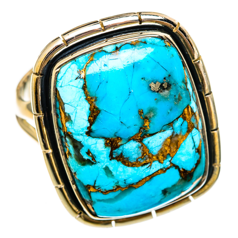 Blue Copper Composite Turquoise Rings handcrafted by Ana Silver Co - RING106437 - Photo 2