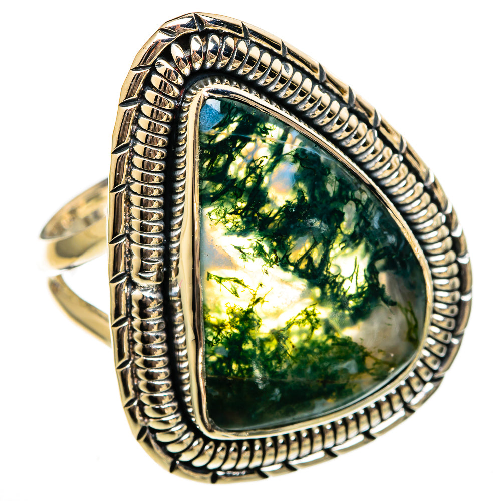 Green Moss Agate Rings handcrafted by Ana Silver Co - RING106444 - Photo 2