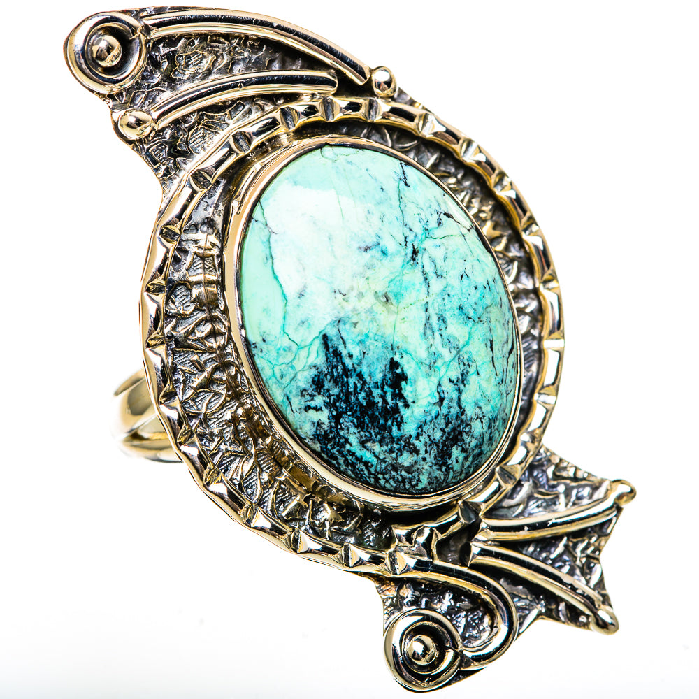 Tibetan Turquoise Rings handcrafted by Ana Silver Co - RING106477 - Photo 2