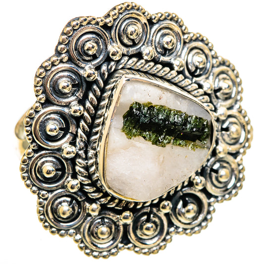 Green Tourmaline In Quartz Rings handcrafted by Ana Silver Co - RING106479 - Photo 2
