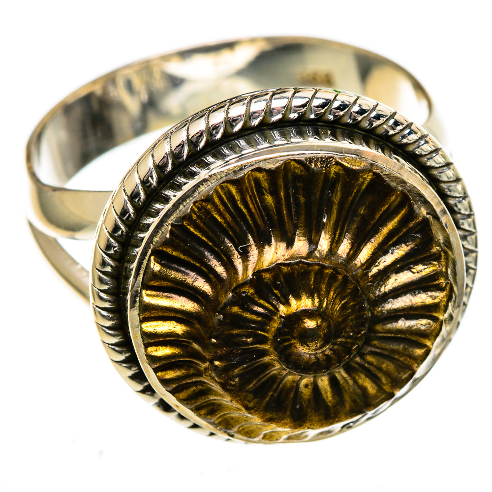 Pyrite Fossil Rings handcrafted by Ana Silver Co - RING106557 - Photo 2