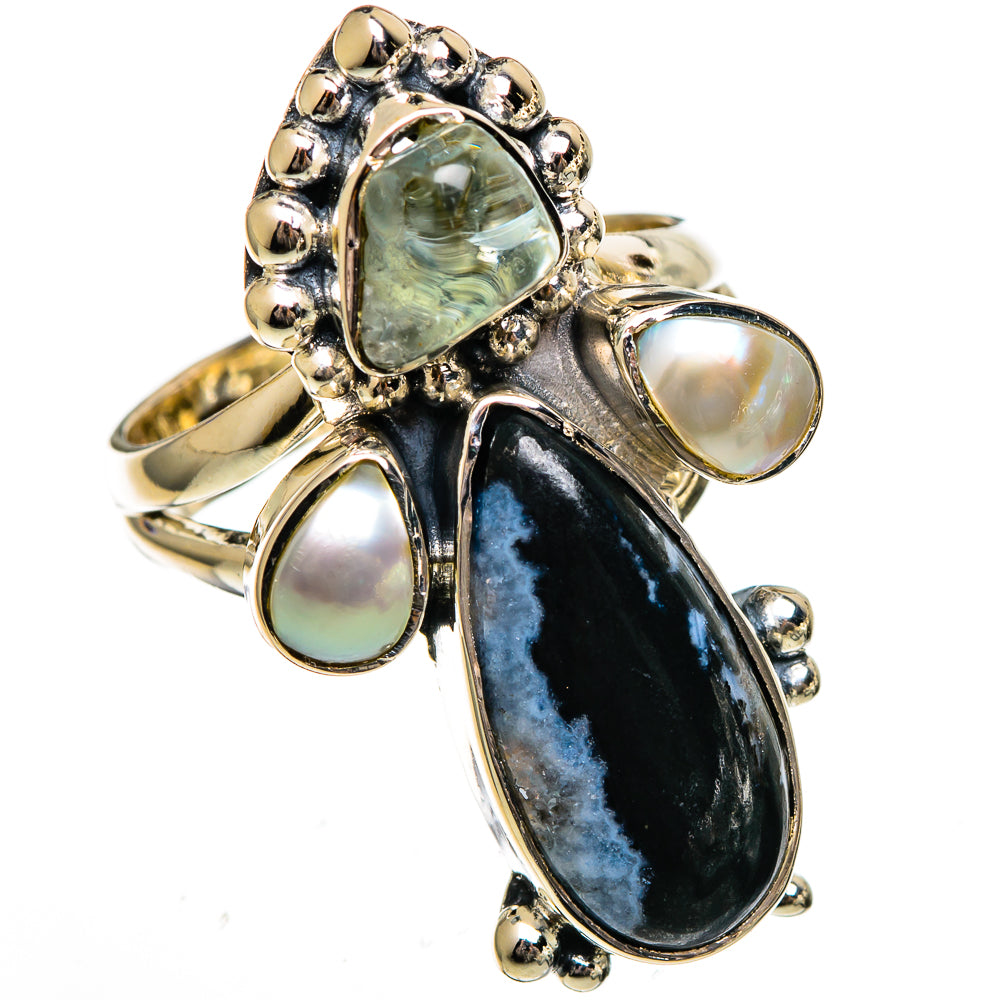 Snowflake Obsidian Rings handcrafted by Ana Silver Co - RING106559 - Photo 2