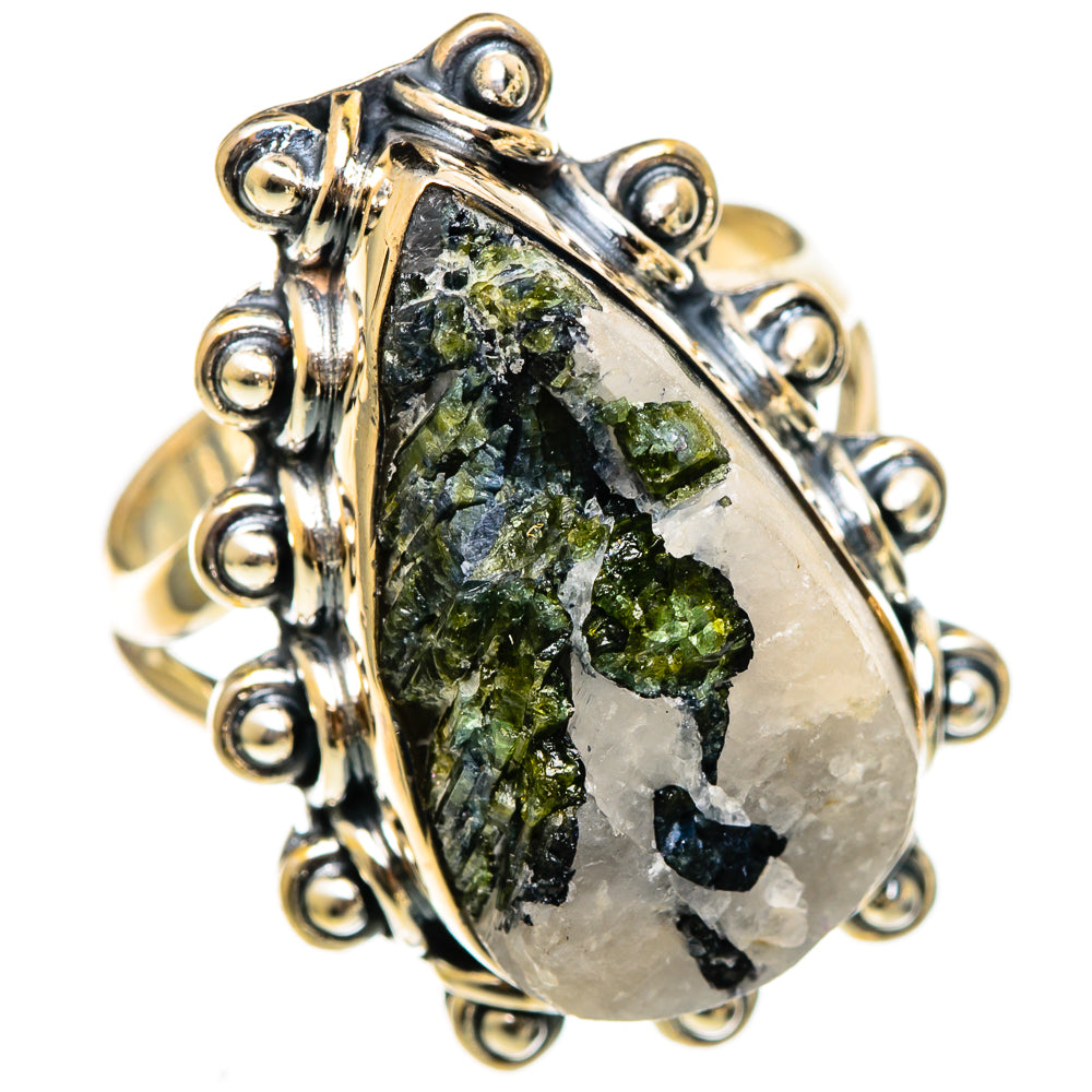 Green Tourmaline In Quartz Rings handcrafted by Ana Silver Co - RING106577 - Photo 2