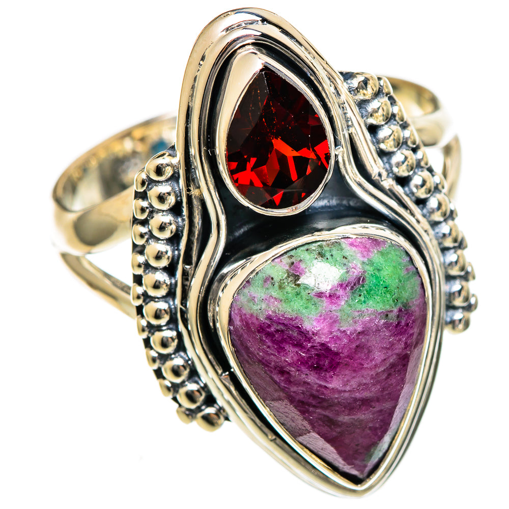 Ruby Zoisite Rings handcrafted by Ana Silver Co - RING106592 - Photo 2