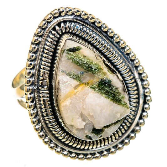 Green Tourmaline In Quartz Rings handcrafted by Ana Silver Co - RING106615 - Photo 2