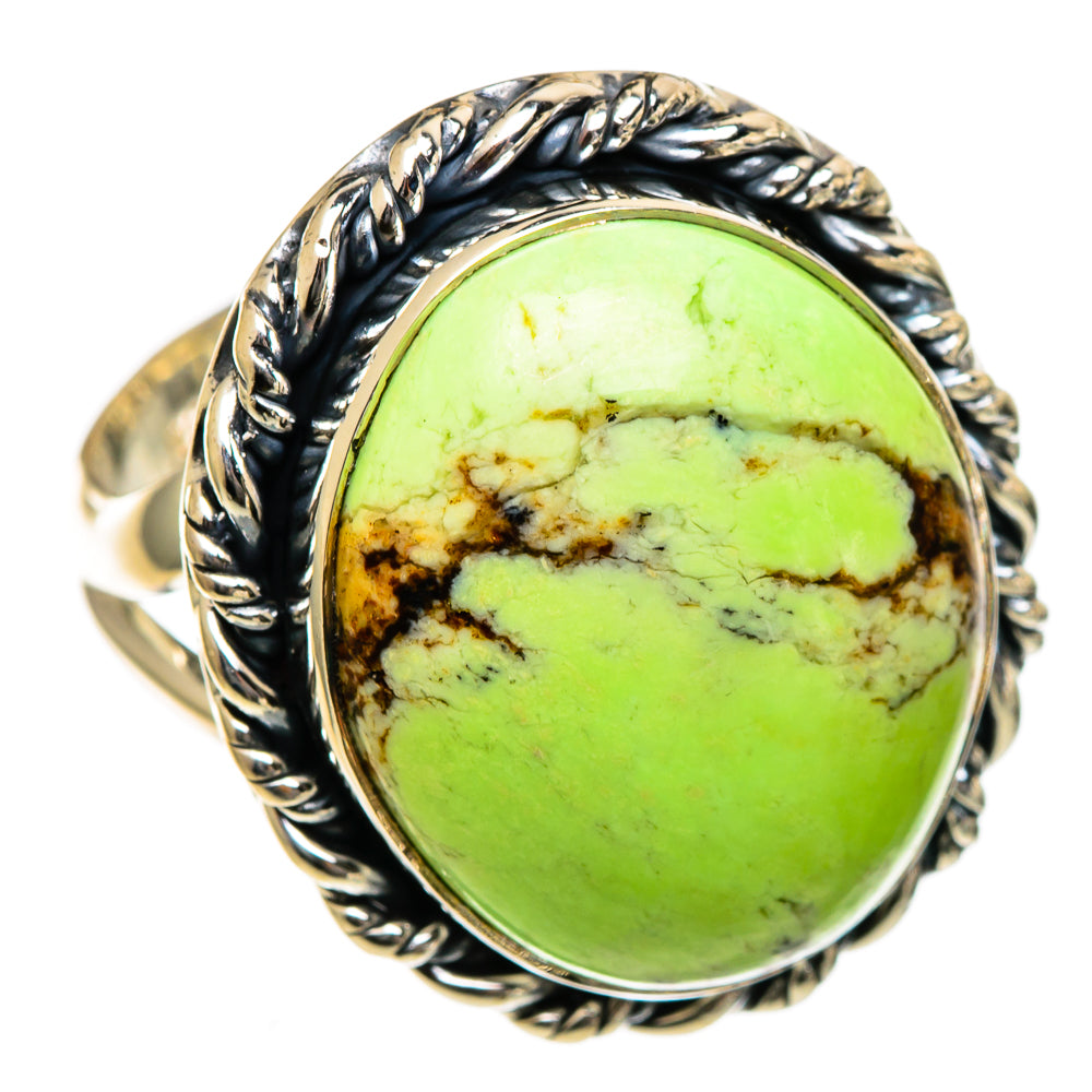 Lemon Chrysoprase Rings handcrafted by Ana Silver Co - RING106678 - Photo 2