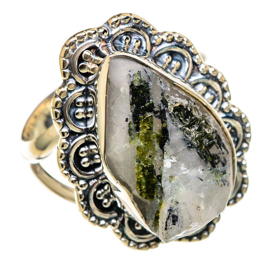 Green Tourmaline In Quartz Rings handcrafted by Ana Silver Co - RING106707 - Photo 2