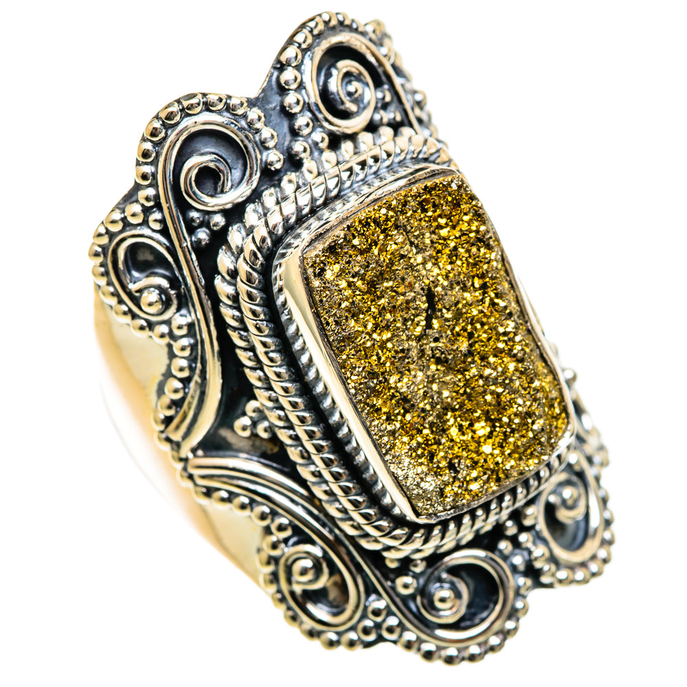 Spectro Pyrite Druzy Rings handcrafted by Ana Silver Co - RING106765 - Photo 2