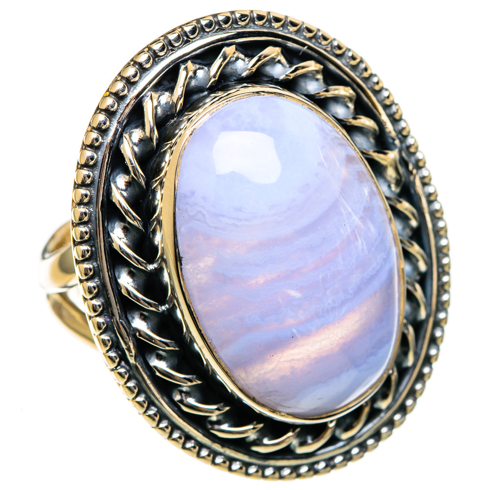 Blue Lace Agate Rings handcrafted by Ana Silver Co - RING106773 - Photo 2