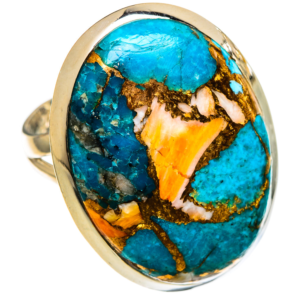 Spiny Oyster Turquoise Rings handcrafted by Ana Silver Co - RING106780 - Photo 2