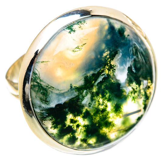 Green Moss Agate Rings handcrafted by Ana Silver Co - RING106787 - Photo 2