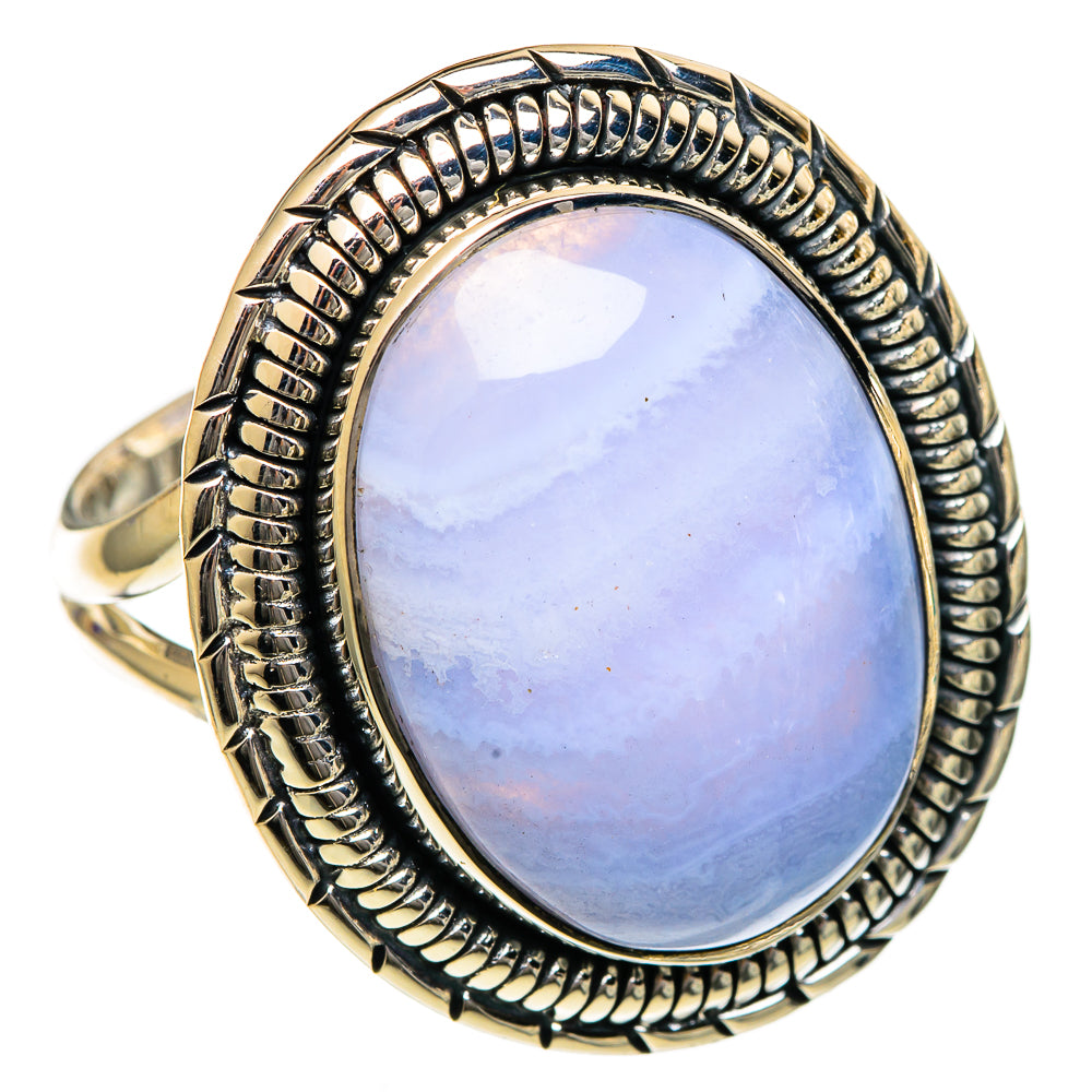 Blue Lace Agate Rings handcrafted by Ana Silver Co - RING106818 - Photo 2