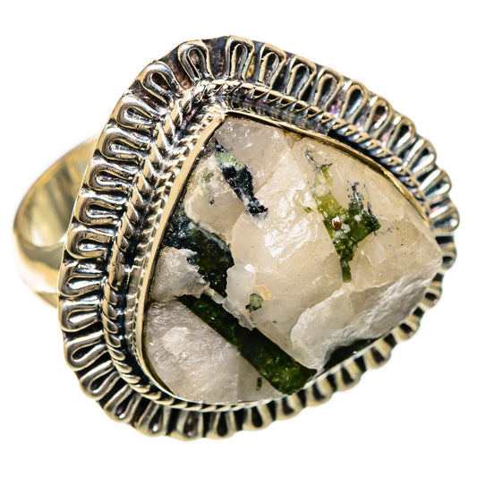 Green Tourmaline In Quartz Rings handcrafted by Ana Silver Co - RING106824 - Photo 2