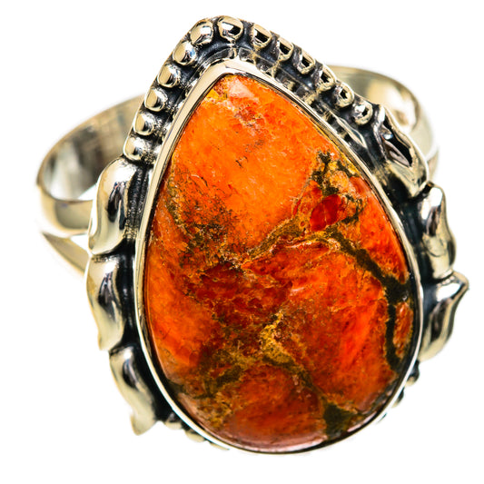 Orange Copper Composite Turquoise Rings handcrafted by Ana Silver Co - RING106851 - Photo 2