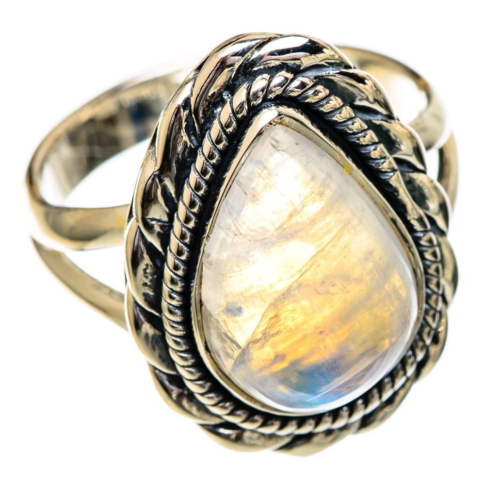 Rainbow Moonstone Rings handcrafted by Ana Silver Co - RING106860 - Photo 2