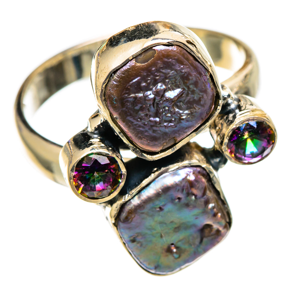Titanium Mother Of Pearl Rings handcrafted by Ana Silver Co - RING106895 - Photo 2
