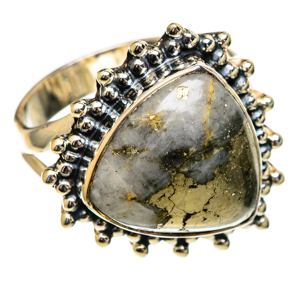Pyrite Agate Rings handcrafted by Ana Silver Co - RING106937 - Photo 2