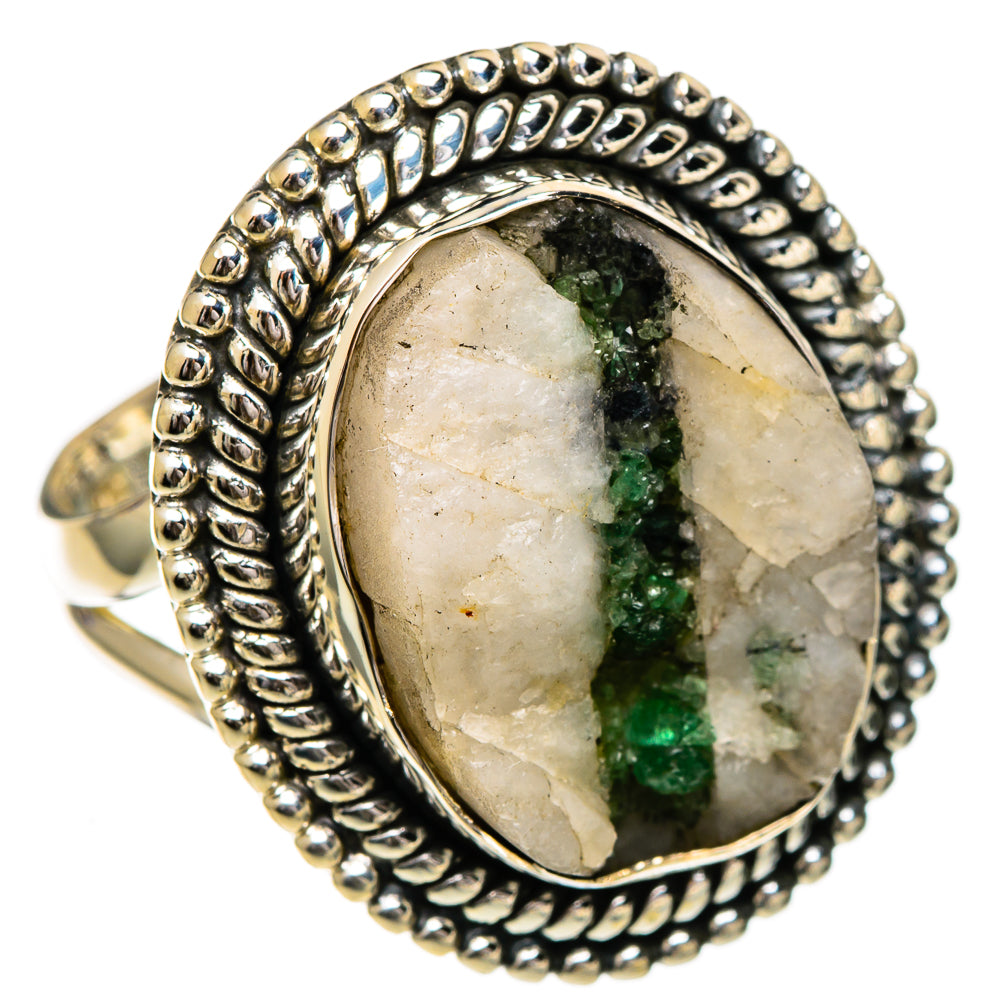 Green Tourmaline In Quartz Rings handcrafted by Ana Silver Co - RING106955 - Photo 2