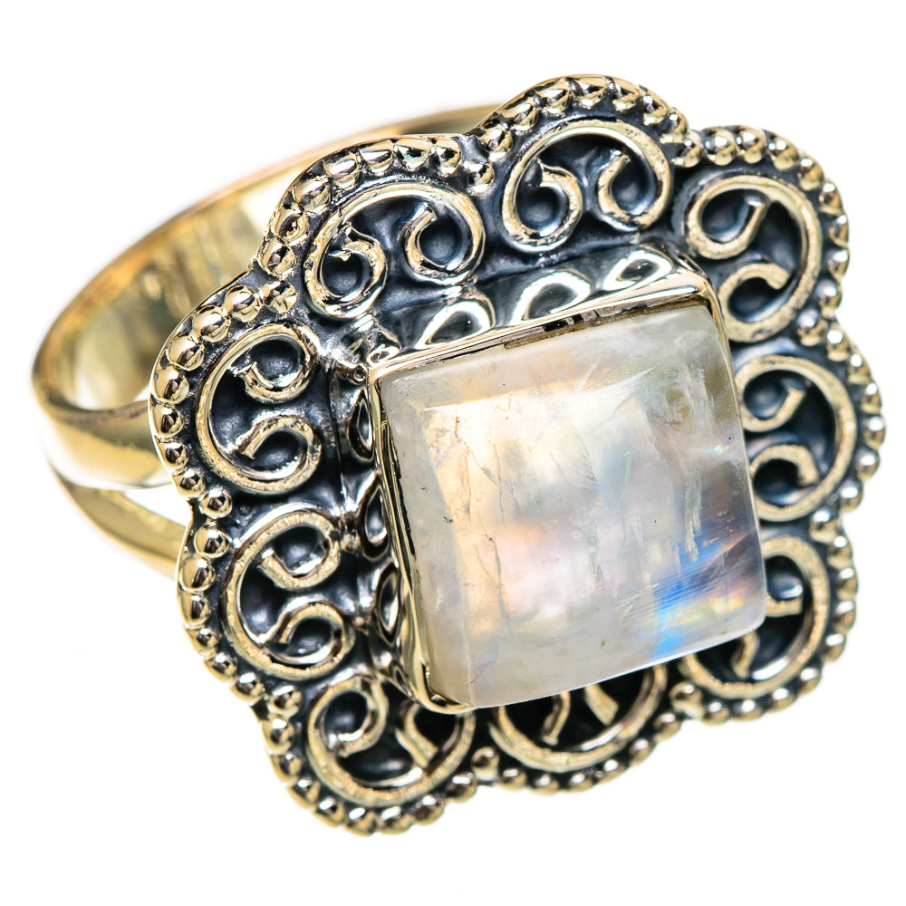 Rainbow Moonstone Rings handcrafted by Ana Silver Co - RING106979 - Photo 2