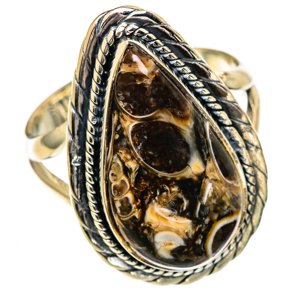 Turritella Agate Rings handcrafted by Ana Silver Co - RING107001 - Photo 2