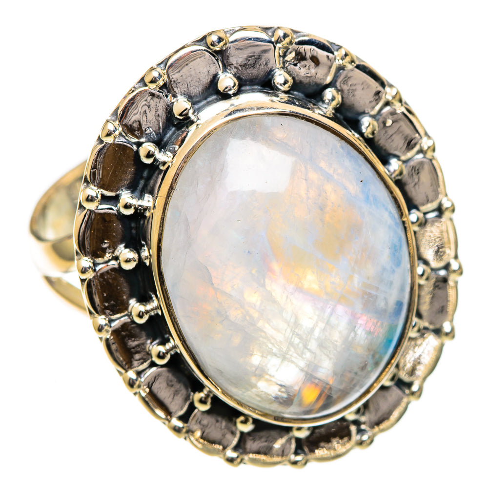 Rainbow Moonstone Rings handcrafted by Ana Silver Co - RING107016 - Photo 2
