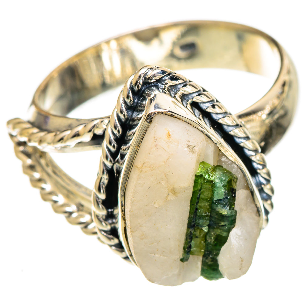 Green Tourmaline in Quartz Rings handcrafted by Ana Silver Co - RING107034 - Photo 2