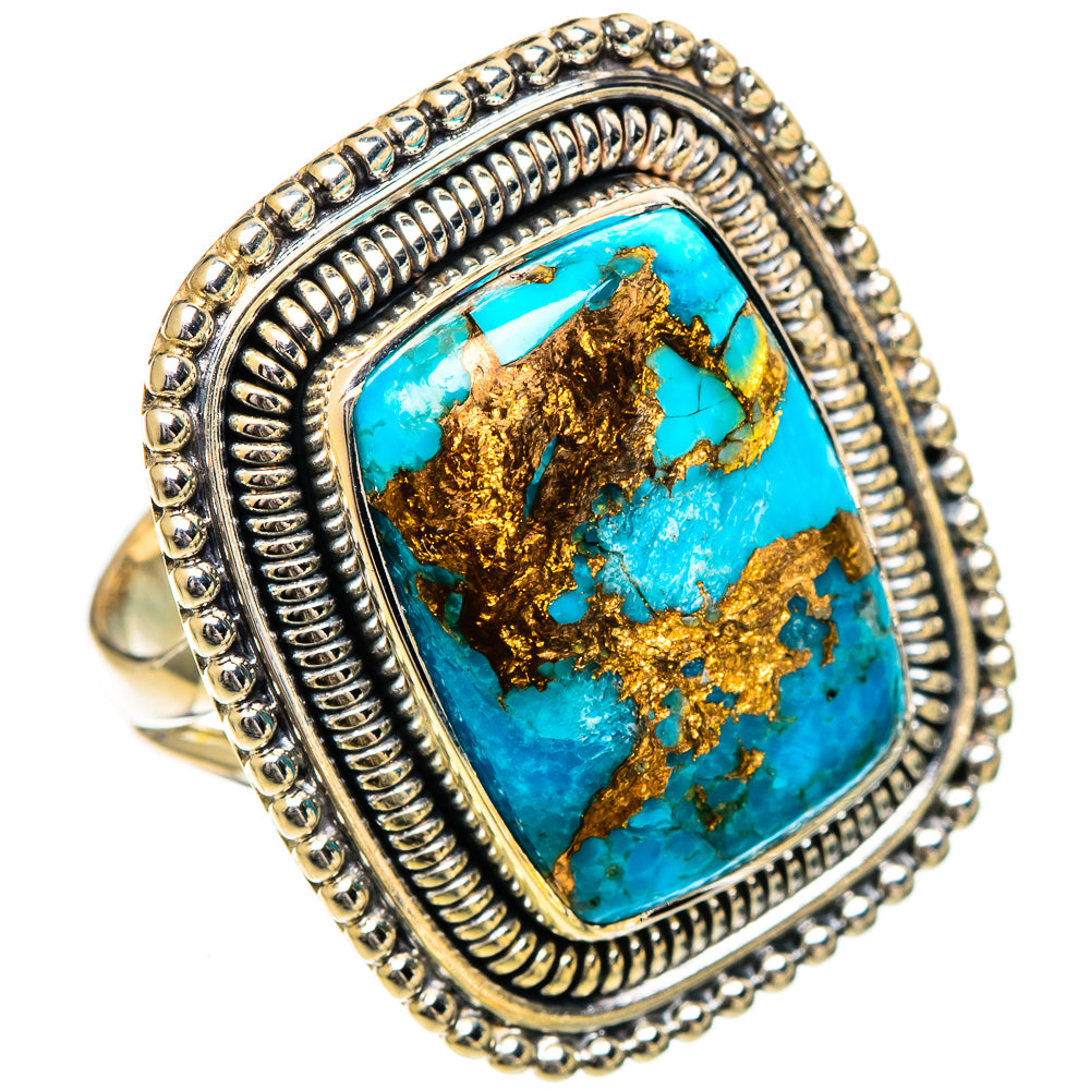 Blue Copper Composite Turquoise Rings handcrafted by Ana Silver Co - RING107066 - Photo 2