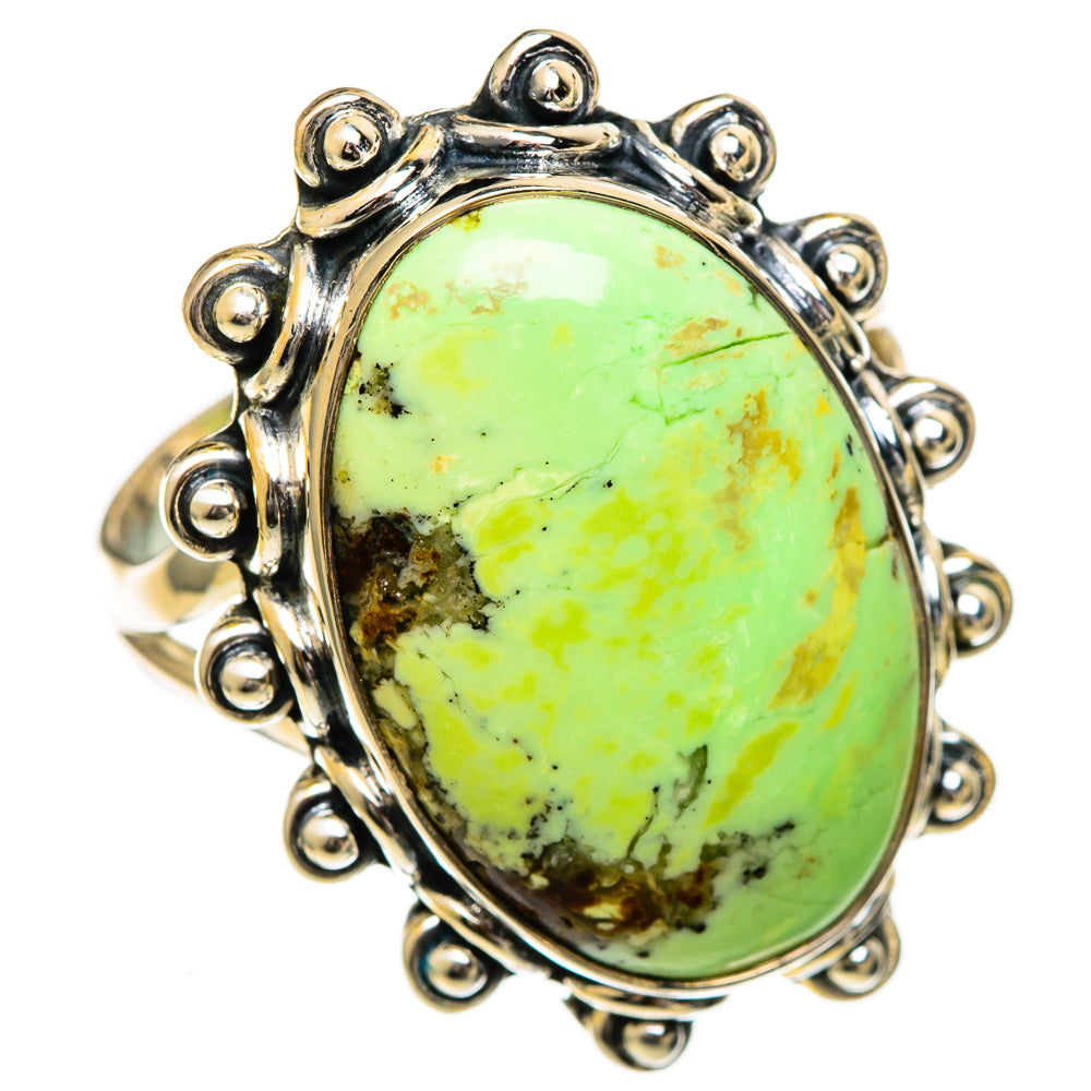 Lemon Chrysoprase Rings handcrafted by Ana Silver Co - RING107070 - Photo 2