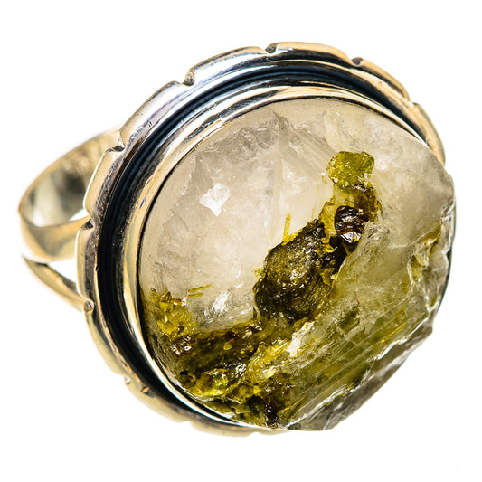 Green Tourmaline in Quartz Rings handcrafted by Ana Silver Co - RING107079 - Photo 2