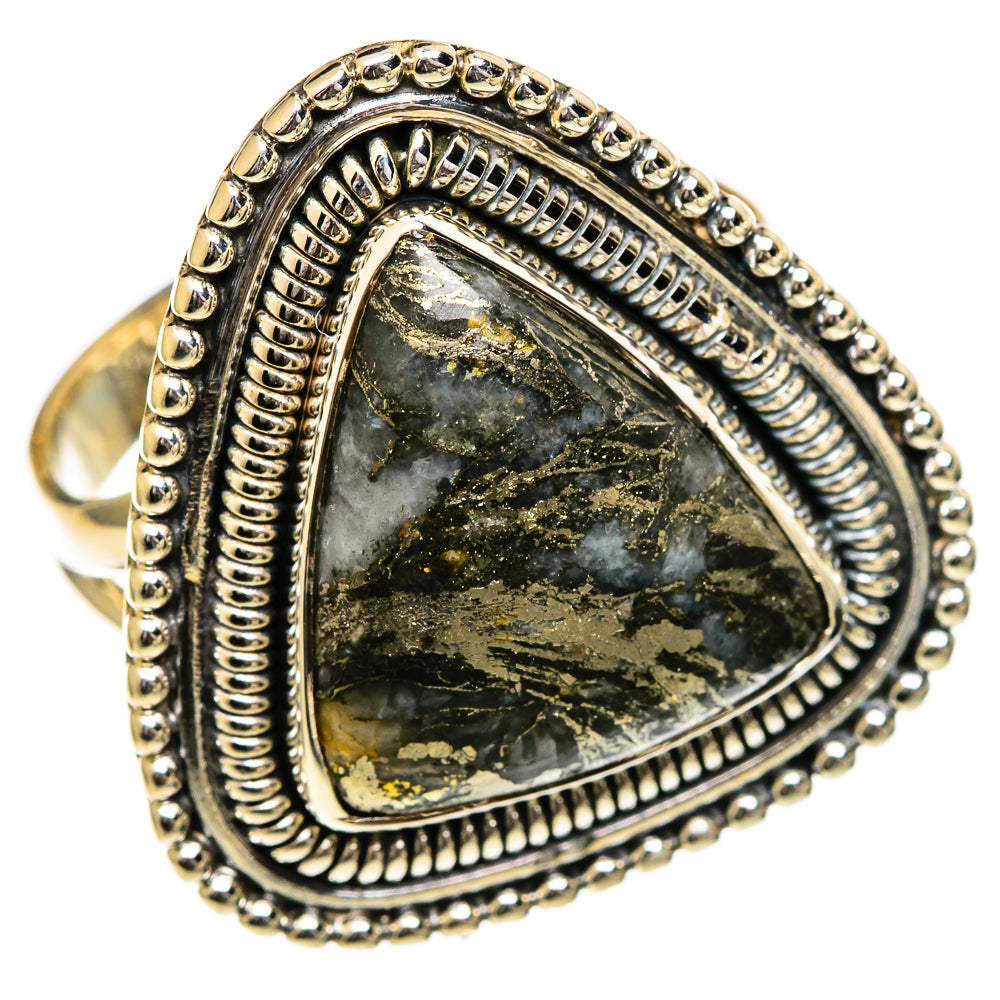 Pyrite Agate Rings handcrafted by Ana Silver Co - RING107097 - Photo 2