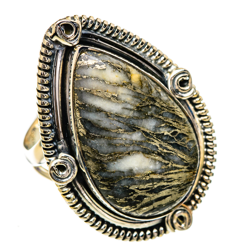 Pyrite Agate Rings handcrafted by Ana Silver Co - RING107098 - Photo 2