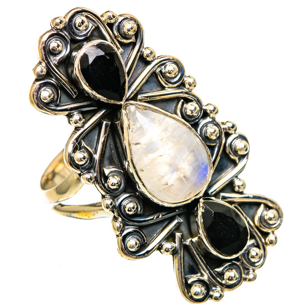 Rainbow Moonstone Rings handcrafted by Ana Silver Co - RING107102 - Photo 2
