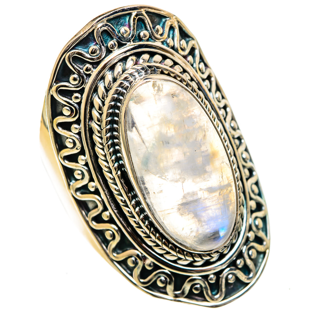 Rainbow Moonstone Rings handcrafted by Ana Silver Co - RING107104 - Photo 2