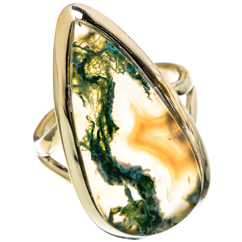 Green Moss Agate Rings handcrafted by Ana Silver Co - RING107118 - Photo 2