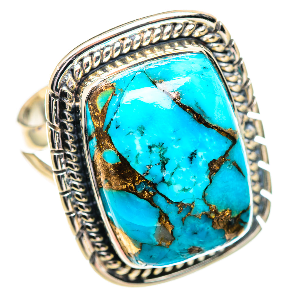 Blue Copper Composite Turquoise Rings handcrafted by Ana Silver Co - RING107132 - Photo 2