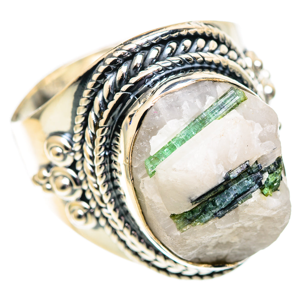 Green Tourmaline in Quartz Rings handcrafted by Ana Silver Co - RING107138 - Photo 2