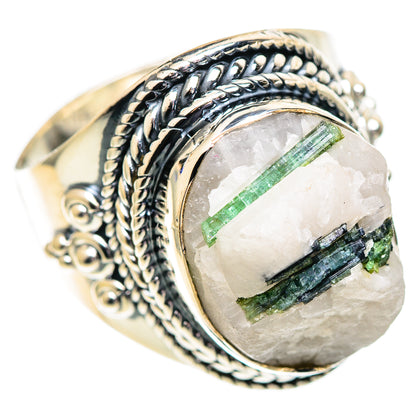 Green Tourmaline in Quartz Rings handcrafted by Ana Silver Co - RING107138 - Photo 2