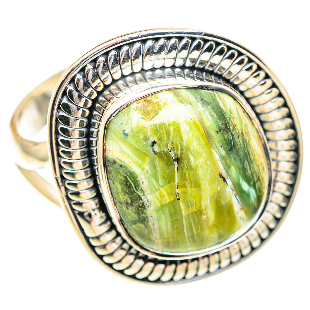 African Green Opal Rings handcrafted by Ana Silver Co - RING107141 - Photo 2