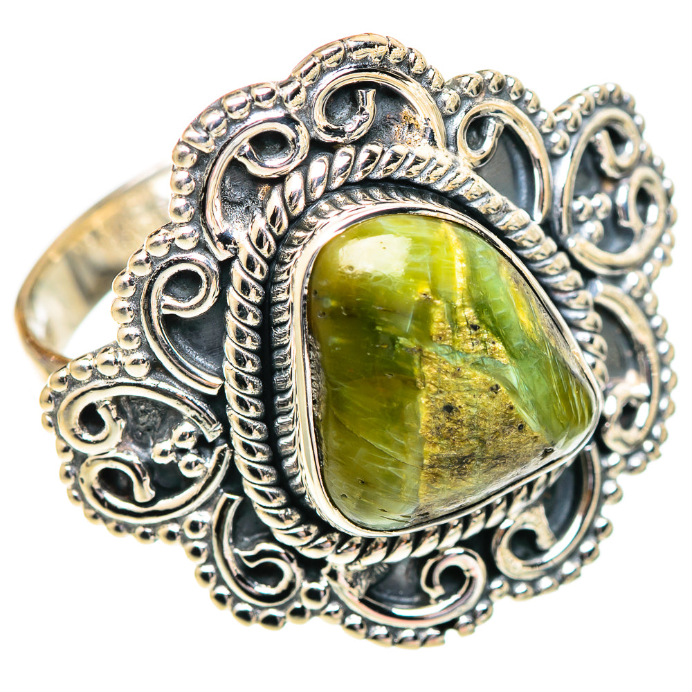 African Green Opal Rings handcrafted by Ana Silver Co - RING107173 - Photo 2