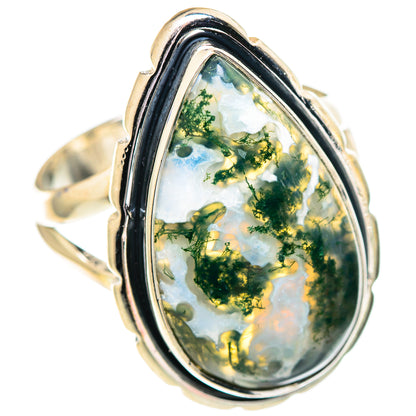 Green Moss Agate Rings handcrafted by Ana Silver Co - RING107176 - Photo 2