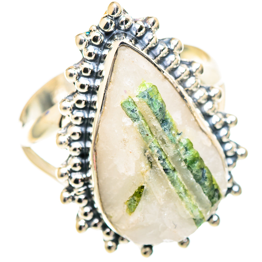 Green Tourmaline in Quartz Rings handcrafted by Ana Silver Co - RING107206 - Photo 2
