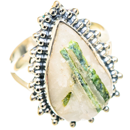 Green Tourmaline in Quartz Rings handcrafted by Ana Silver Co - RING107206 - Photo 2