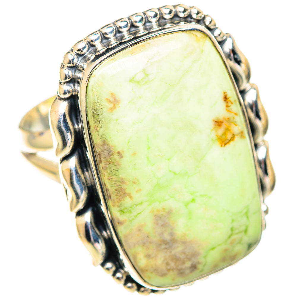 Lemon Chrysoprase Rings handcrafted by Ana Silver Co - RING107210 - Photo 2