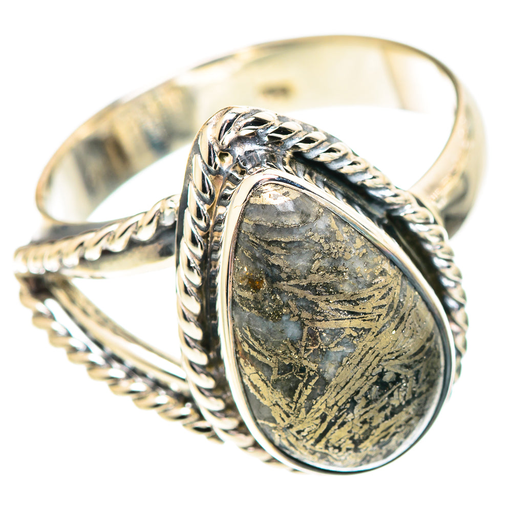 Pyrite Agate Rings handcrafted by Ana Silver Co - RING107221 - Photo 2