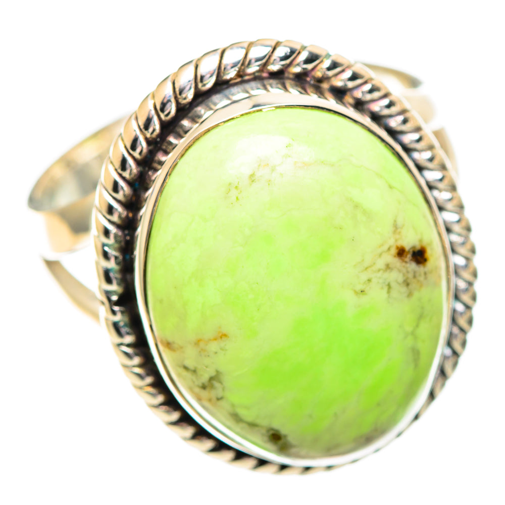 Lemon Chrysoprase Rings handcrafted by Ana Silver Co - RING107243 - Photo 2