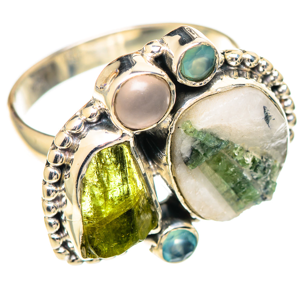 Green Tourmaline in Quartz Rings handcrafted by Ana Silver Co - RING107273 - Photo 2