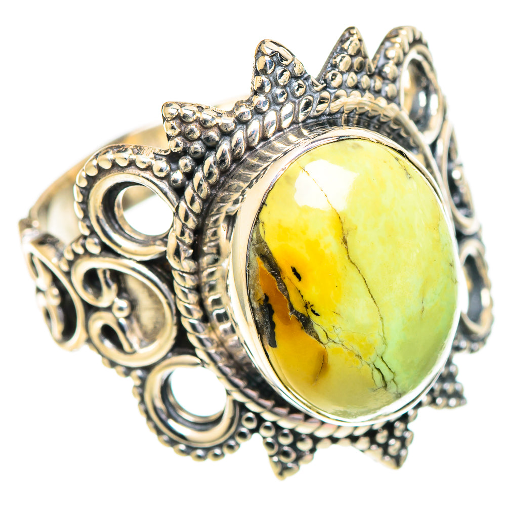 Lemon Chrysoprase Rings handcrafted by Ana Silver Co - RING107299 - Photo 2