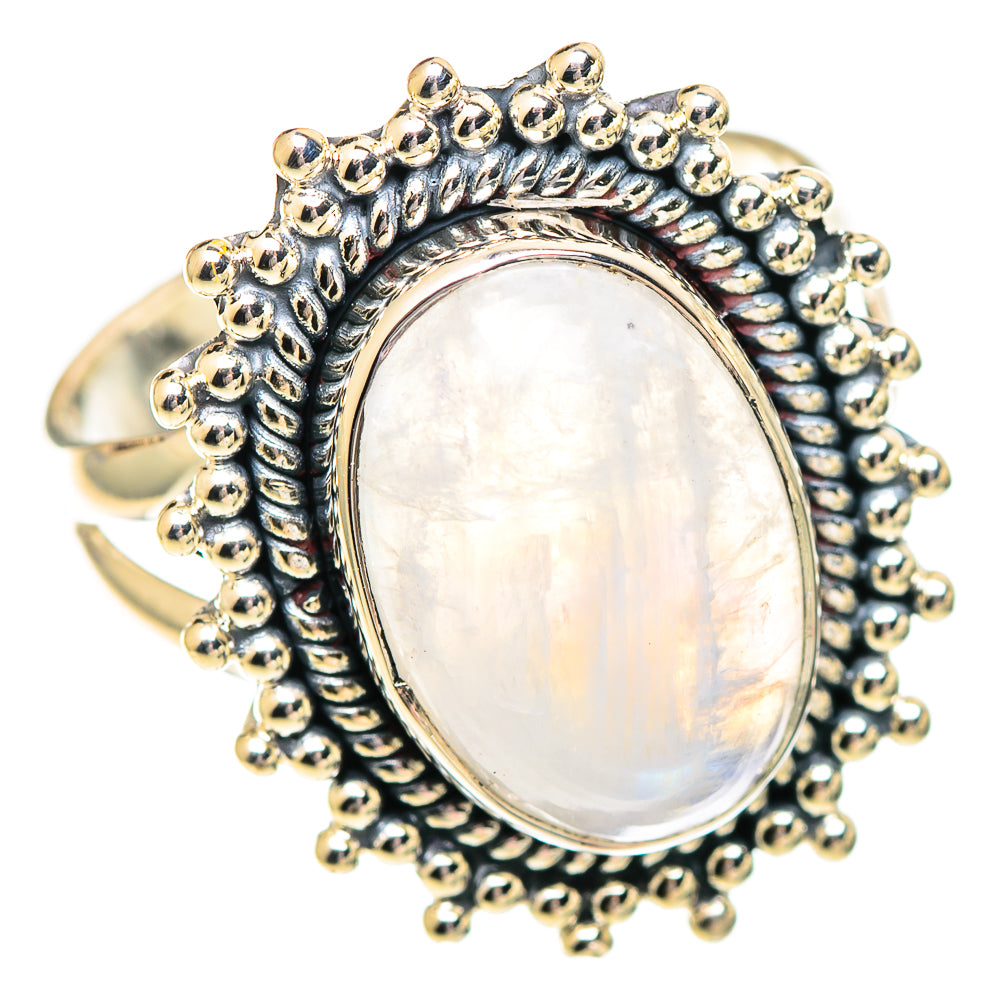 Rainbow Moonstone Rings handcrafted by Ana Silver Co - RING107318 - Photo 2