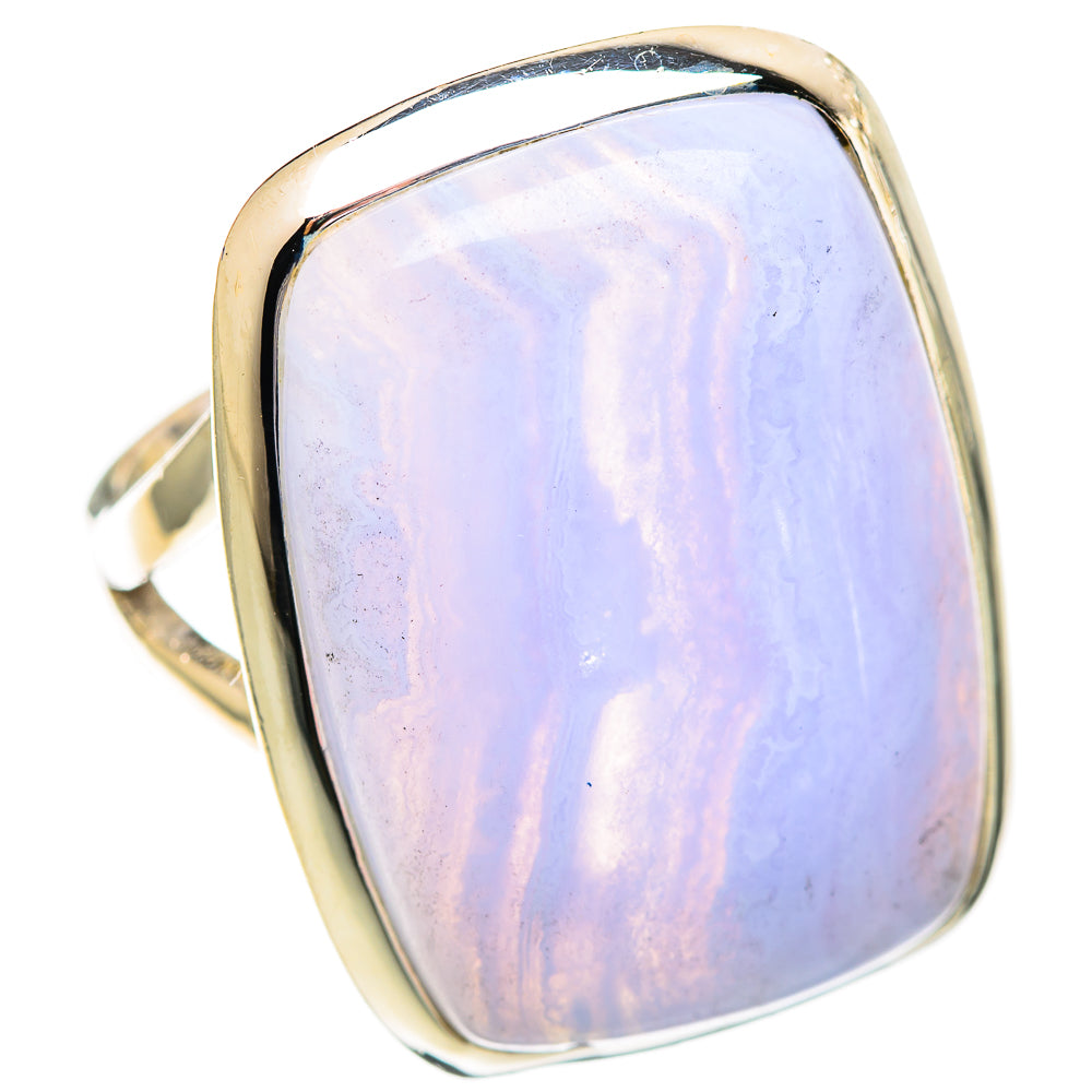 Blue Lace Agate Rings handcrafted by Ana Silver Co - RING107351 - Photo 2